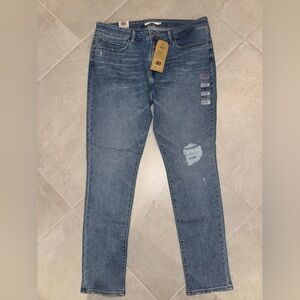Levi's Blue Distressed Straight-Leg Jeans